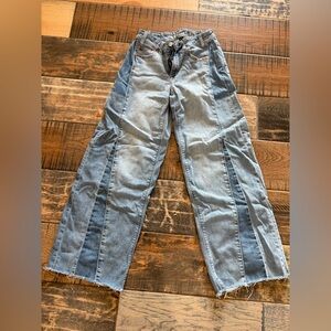 American Eagle Dreamy Drape Stretch Patchwork Low-Rise Baggy Wide-Leg Jean